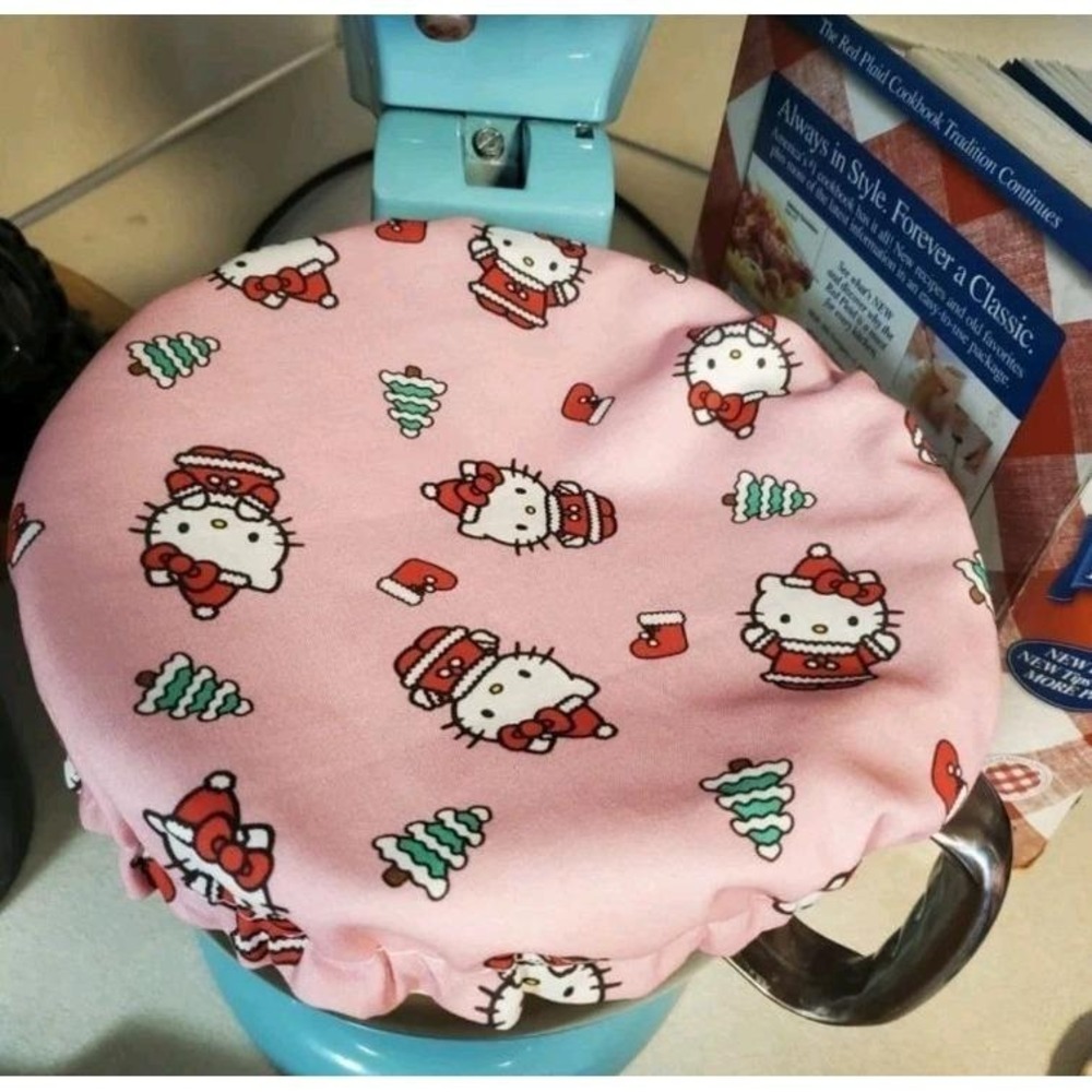 Reversible KitchenAid Mixer Mixing Bowl Cover Pink Christmas Hello Kitty/Gingham